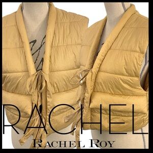 RACHEL Rachel Roy Gold Tie Front Puffer Vest (S)